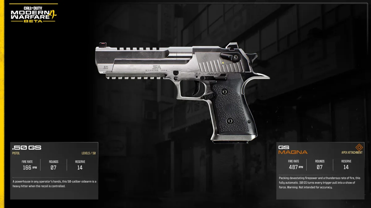 Official Modern Warfare 4 Beta image showing the .50 GS