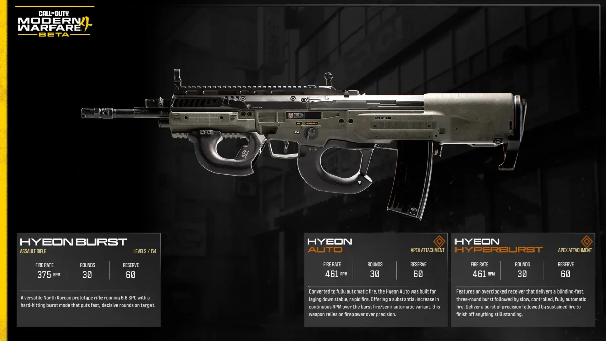 Official Modern Warfare 4 Beta image showing the Hyeon Burst