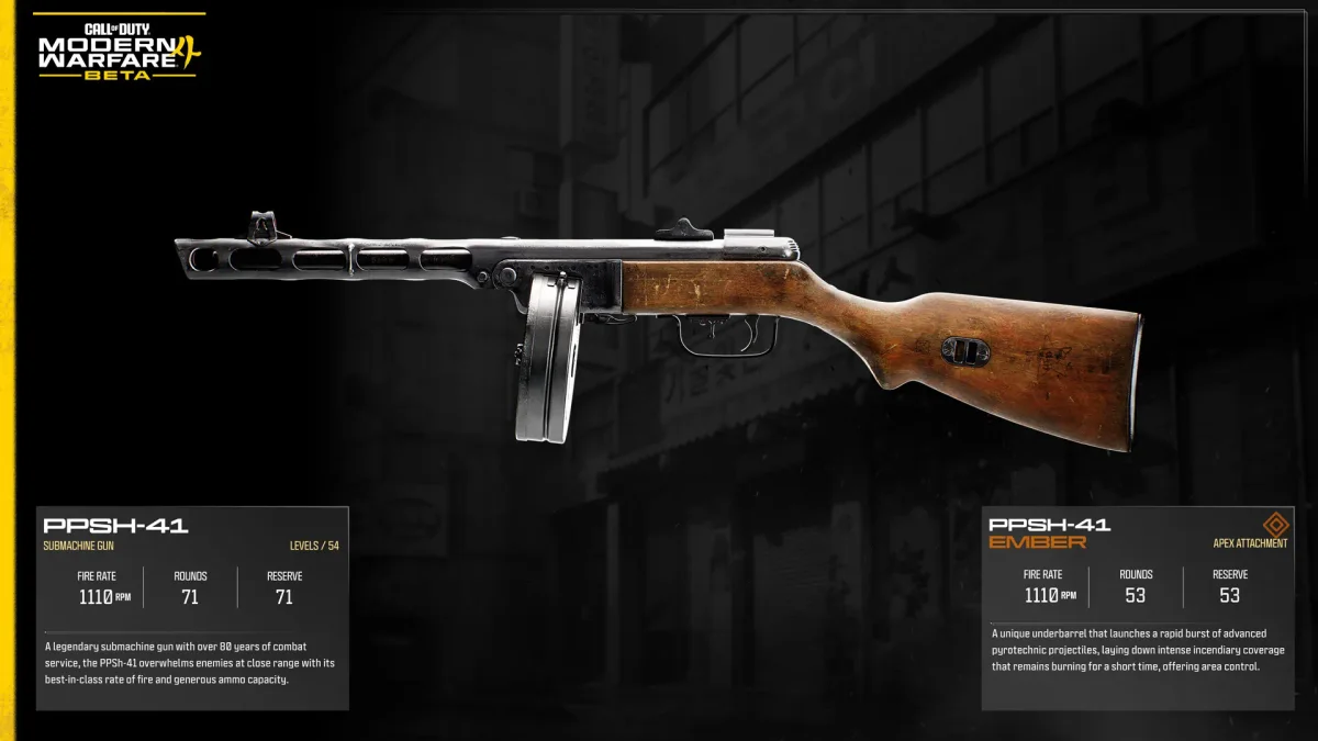 Official Modern Warfare 4 Beta image showing the PPSh-41