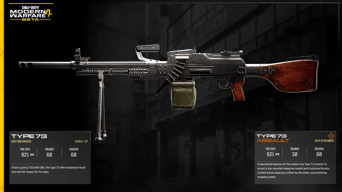 Official Modern Warfare 4 Beta image showing the Type 73