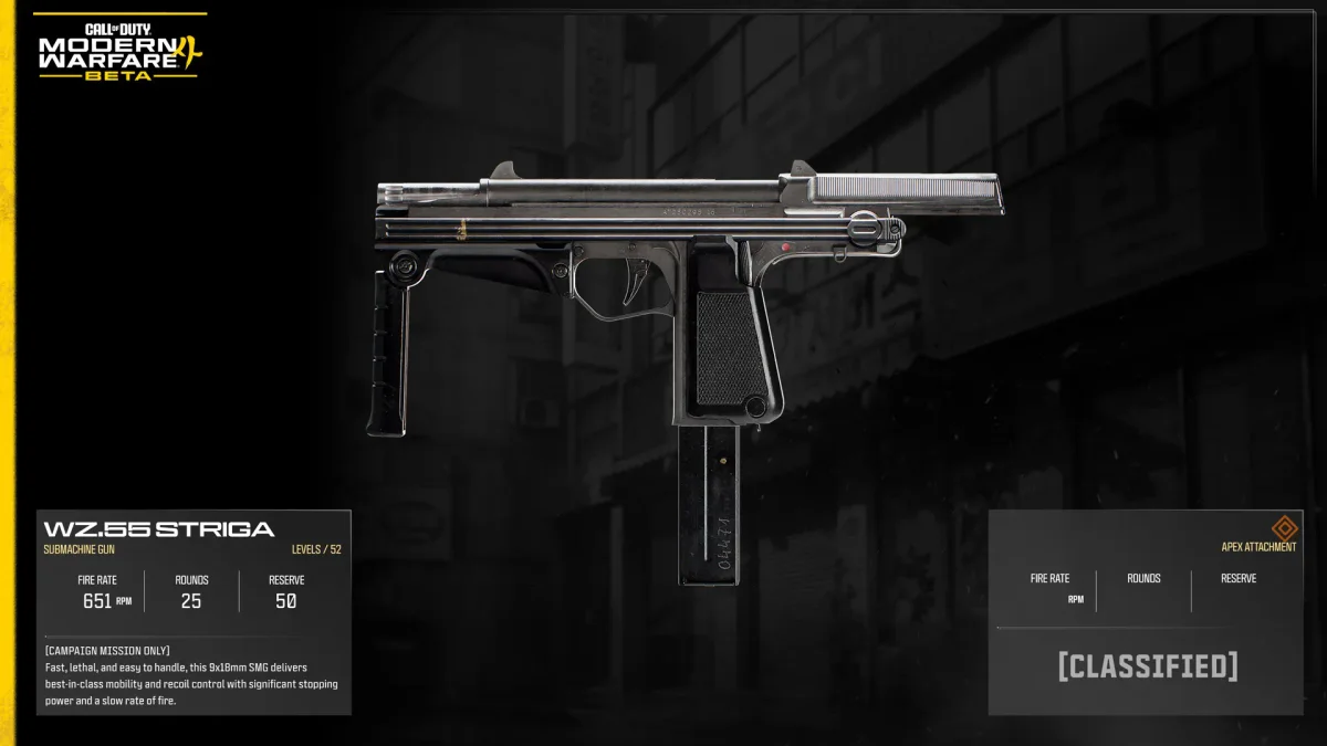 Official Modern Warfare 4 Beta image showing the Wz. 55 Striga